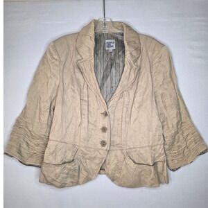 Anthropologie Cream Ruffled Collar Blazer